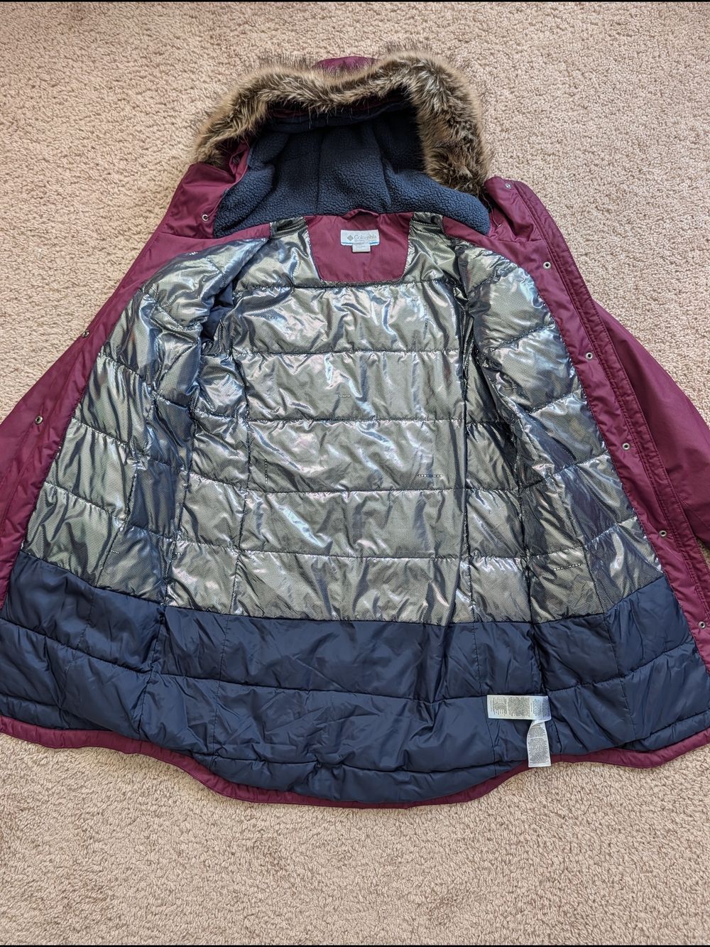 Columbia Womens Plum Purple Suttle Mountain Long Insulated Jacket Size Large - Picture 3 of 16
